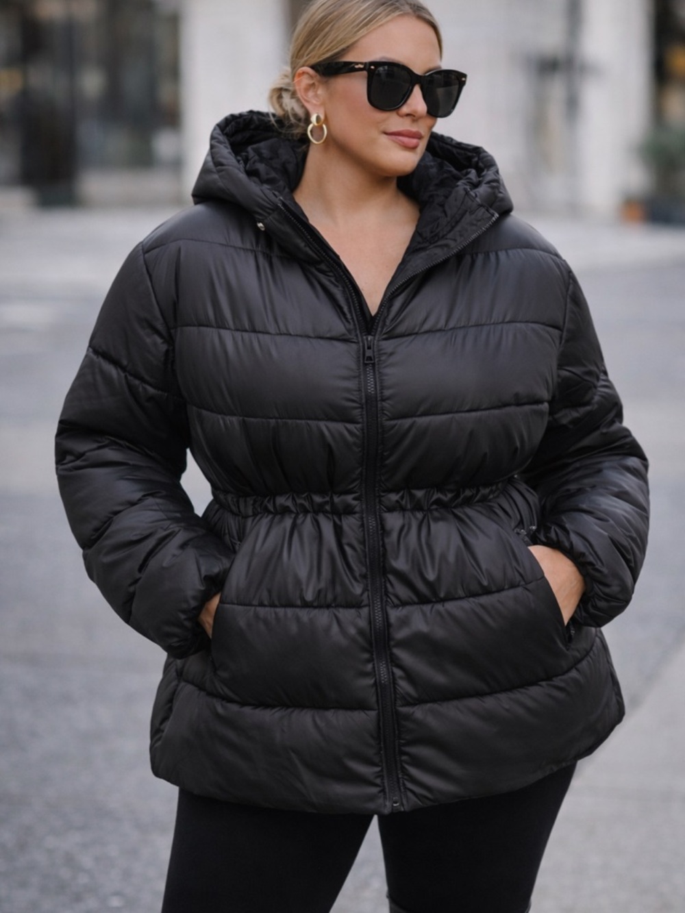 GAP Black Puffer Jacket with Hood